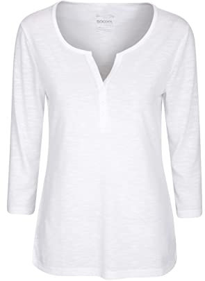 Mountain Warehouse Agra ¾ Sleeve Button Top - UV Lightweight Tee - for Spring Summer & Travel White Women's Size 12