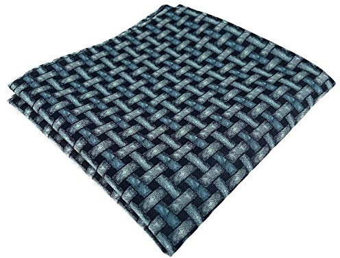 TigerTie Designer Einstecktuch in mint blau schwarz - Motiv Flechtmuster - Stecktuchgröße 30 x 30 cm