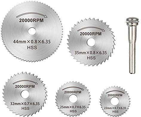 Hojas de sierra de corte circulares de 1/4 vástago HSS Ratory de madera con mandriles para taladros Dremel Fordom