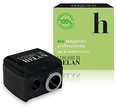 Helan, I Colori di Helan - Anspitzer mit Tank und abnehmbarem Adapter, tragbar, 100% recycelt, Bleistiftspitzer mit Tank und Spitze, Anspitzer für Augen und Lippen, 3 Durchmesser Make-up und Make-up