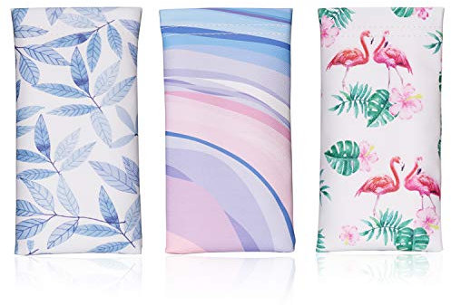 Hifot Custodia Occhiali da Sole 3 Pezzi, PU Pelle Morbida Astuccio Occhiali, Porta Occhiali da Borsa per Donna Uomo Bambini