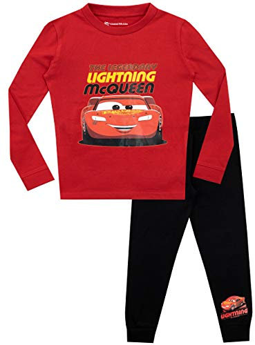 Disney Cars Schlafanzug | Lightning McQueen Schlafanzüge Für Jungen | Pyjama Kinder Slim Fit Rot 110
