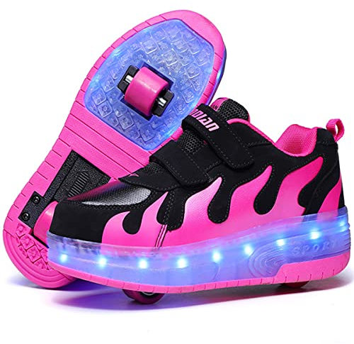 AIkuass Spider Roller Sneakers Wiederaufladbare Radschuhe als Geschenk für Jungen Mädchen Kinder Größe:, rose, 31 EU