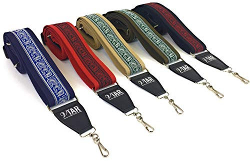 1to1 Music Handmade Irish Celtic Hemp Banjo Strap by VTAR, Vegan Materials (Blue Red Green Black Beige) (Blue)