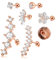 CASSIECAR 6 Stücke 16G Edelstahl Silber Ohrknorpel Ohrringe für Damen Mädchen Tragus Helix Ohrring Niedlich Blume Conch Flache Rückseite Tragus Helix Piercing Schmuck