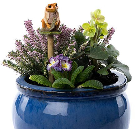 Cane Companions Beatrix Potter Mr Jeremy Fisher Stake Topper - Handmade Flower Pot Garden Ornament - Outdoor Figurine