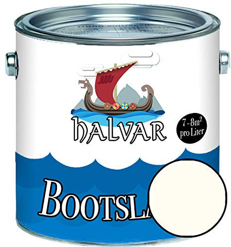 Halvar 2-K GLÄNZEND Yachtlack Weiß/Grau/Schwarz RAL 9001-9018 Bootslack für GFK/Polyester/Kunststoff 2-Komponenten Lack inkl. Härter (2,5 L, RAL 9001 Cremeweiß)
