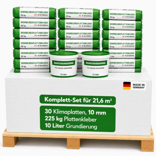 Klimaplatte 10mm Calciumsilikat Dämmplatte für innen | Kalziumsilikatplatten gegen Schimmel & Feuchtigkeit | nachhaltige Dämmung & Isolierung für Keller, Feuchtraum, Altbau, Wohnraum | Set für 21,6 m²