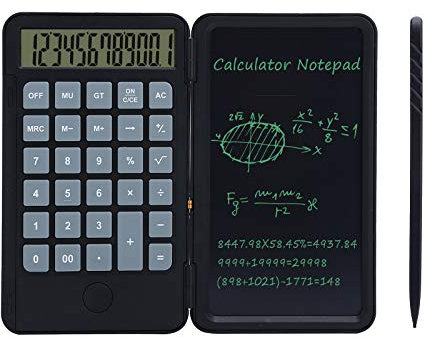 Taschenrechner-Notizblock, 6,5-Zoll-Taschenrechner und LCD-Schreibtafel 2-in-1-Akku-Zeichenbrett vom Typ C mit Ein-Tasten-Sperrbildschirmfunktion für Büro, Schule, Zuhause