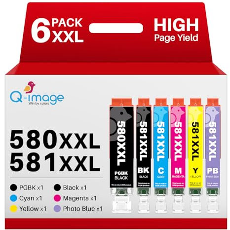 Q-image PGI-580 CLI-581 XXL Patronen für Canon 580 581 Multipack für Canon tr8550 druckerpatronen Pixma TR8550 TS705 TS6150 TR7550 TR8500 TS8251 TS8150 TS8250 (6er-Pack)