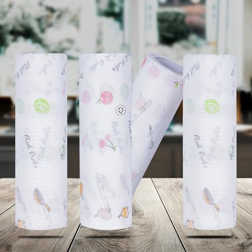 Qolixs Non-Woven Reusable and Washable Kitchen Printed Tissue Roll Non-stick Oil Absorbing Paper Roll Kitchen Special Paper Towel Wipe Paper Dish Cloth Cleaning Cloth ( 50 sheets) pack of 1