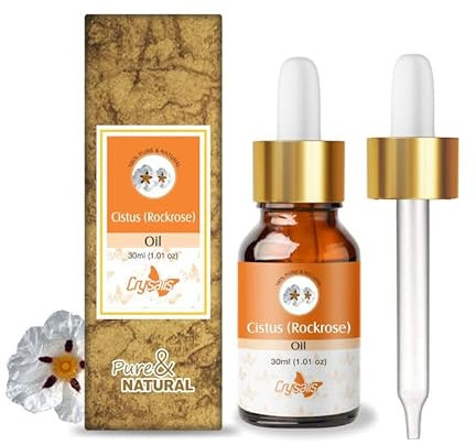 CRYSALIS Olio di cisto|Olio essenziale non diluito puro e naturale al 100% standard biologico per la cura della pelle e dei capelli|Proprietà astringent, tonifica la pelle-30ML con contagocce