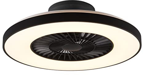 Reality Leuchten LED Deckenleuchten-Ventilator Halmstad R62672132, Kunststoff Schwarz matt/Weiß, inkl. 40 Wtt LED, Ventilator 40 Watt