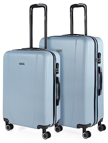 ITACA - Set valigie - Set Valigie Rigide Offerte. Valigia Grande Rigida, Valigia Media Rigida e Bagaglio a Mano. Set di Valigie con Lucchetto Combinazione TSA, Blu chiaro
