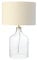 Contemporary Elegant Table Lamp with Clear Glass Base and Oatmeal Linen Fabric Shade | 1 x E14 60w Maximum | 44cm Height | Brushed Brass Trim by Happy Homewares