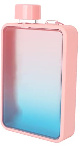 Slim Flat Water Bottle, Transparent Healthy 300ml Flat Water Bottle Portable for Camping (Gradient Pink)