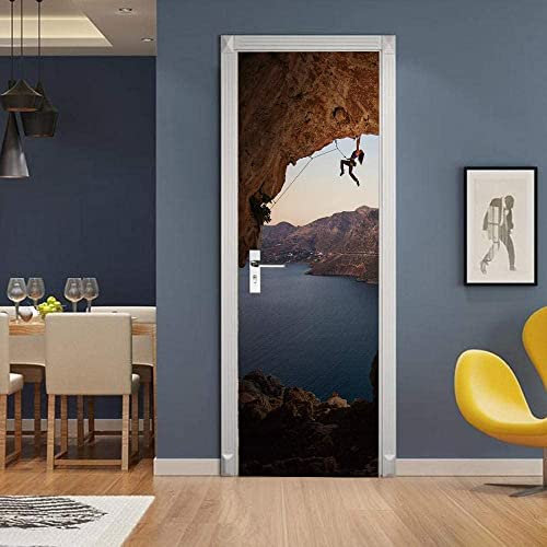 3D Türtapete Selbstklebend 95 X 215 Cm Klettern Extremsport Diy Wandbild Pvc Wasserdicht Pvc Türtattoos Türposter Türaufkleber Fototapete Türfolie Für Tür,Wohnzimmer,Schlafzimmer,Küche Toilette