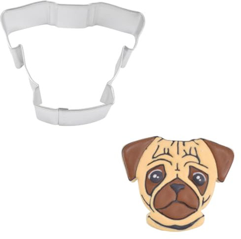 R&M Ausstechform mit Mops-Gesicht, 8,9 cm, Edelstahl