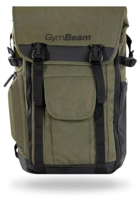 GymBeam Outdoor Rucksack - Wasserdichter Rucksack für Draußen mit viel Stauraum, mit Laptopfach, gepolstertem Rücken und verstellbaren Trägern, für Wandern oder Fitnessstudio (Military Green)