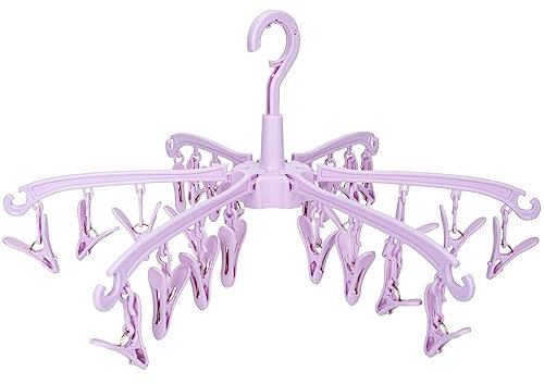 SUSNUAN Folding Clothes Drying Rack Hanger, 24 Peg Sock Hanger, Rotatable Drying Sock Hanger, Sock and Underwear Hanger for Washing Line, Hanging Clothes Drying Rack for Baby Clothes
