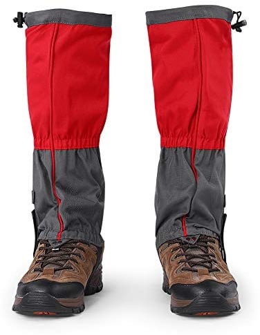 Haofy Zipper Leg Gaiter, 2Pcs Outdoor Waterproof Sports Climbing Hiking Legging Gaiters Shoe Boots Cover for Adult, Hiking Shoe Boots Cover (Rot)