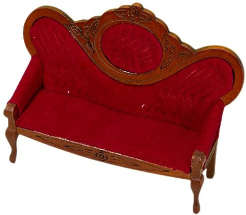 COHEALI Puppenstubenmöbel Miniatur-Puppenhaus-Stuhl 1:12 Miniatur-Minihaus-Möbel Vintage-Sofa-Sessel Aus Rotem Holz Geschnitzt Für Puppenhaus-Zubehör Schlafzimmer Wohnzimmer Hamsterbett