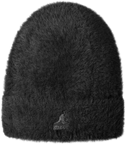 Kangol Faux Fur Beanie Mütze Umschlagmütze Wintermütze (One Size - schwarz)