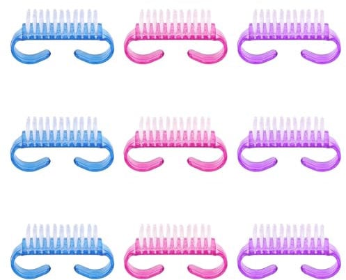 9 piece handle nail brush, plastic hand brush, nail scrubber cleaning brush, hand beauty brush, mini brush head, suitable for nails, pet teeth