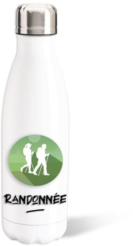 Bouteille d’Eau Randonnée Sport Marche 500ml Aluminium Gourde Réutilisable Ecologique. Idée Cadeau Original Humour pour Homme Femme Enfant Ami Collègue Utile Anniversaire Noël