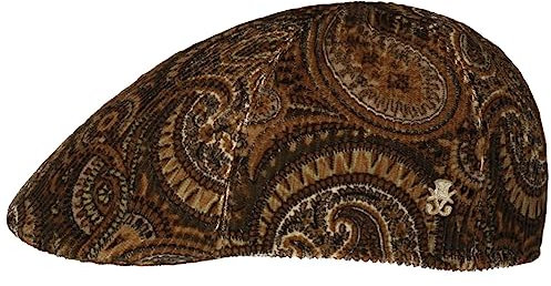 Mayser Billy Paisley Cord Flatcap Zechbauer Schirmmütze Schiebermütze Cordcap Herren - Made in The EU mit Schirm, Futter Winter Herbst-Winter - 58 cm braun