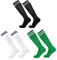 SKHAOVS 3 Pairs Kinder Fußball Socken, Jungen Mädchen Lange Fußballsocken, Kniehohe Rugby Basketball Socken, Elastische Sportsocken Trainingssocken für 5–12 Jahren (Polyester, Black,White,Green)