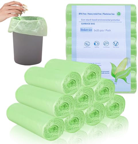 200 Counts Bin Bags, 10L Degradable Trash Bags, Unscented Indoor Garbage Bags Pedal Bin Liners Small Food Waste Bags for Office Bathroom Kitchen(45x50CM)