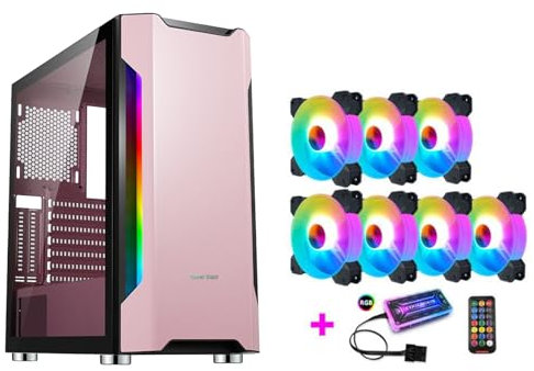 Case ATX, Case Da Gioco For PC Mid-tower E-ATX/ATX/M-ATX/ITX - Porta I/O USB 3.0 Anteriore - Pannelli Laterali Completamente Trasparenti - Ventola RGB, Telecomando E Controller (Size : 7 fans)