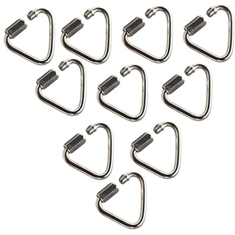 Delta-Karabiner aus Edelstahl, Delta-Schnellverbinder, robuste Karabinerhaken mit Schraubverschluss für Camping, Wandern, M3,5, 10 Stück, Camping-Schnellverbinder
