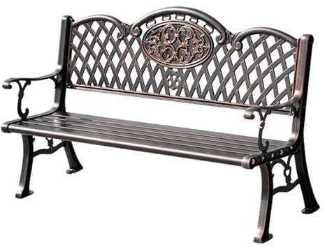 CAFIEDR Gartenbank für den Außenbereich, Doppelsitz aus Stahl und Metall für Terrasse, Veranda, Hinterhof mit wetterbeständigem Rahmen (150 x 62 x 86 cm)