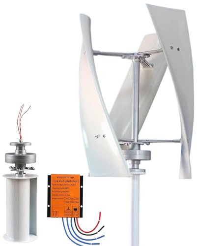 Fablestoryem 8000W Turbina eólica Vertical Generador energía Kit energía eólica 12V 24V 48V 3 aspas con Controlador Kit de turbinas eólicas para suplementación con energía doméstica,24V