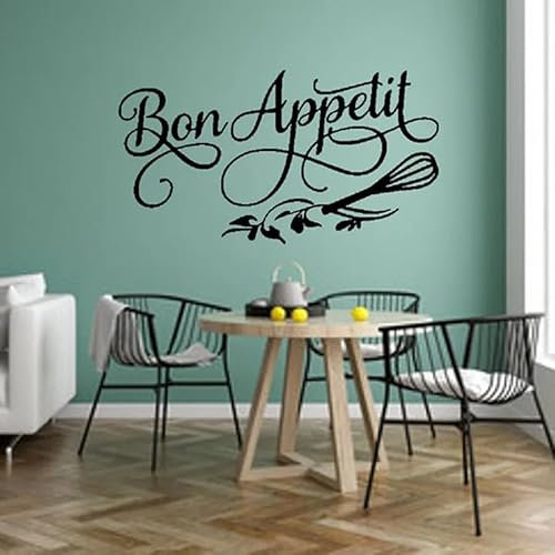 Guten Appetit Wandtattoo Esszimmer Küche Restaurant Heimdekoration Vinyl Wandaufkleber Blume Kunst Wandbild 57x103cm