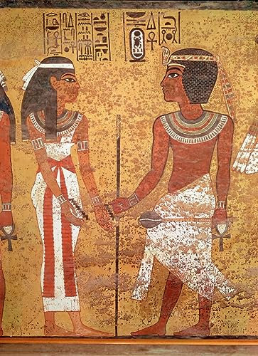 PTLYE Reproduktion Modern Wandbild Poster Wandbilder Tutanchamun und seine Frau Ankhesenamun von einem berühmten Künstler Wand-Kunst Bild für Wohnkultur 60x90cm
