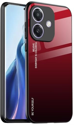 EASSGU Custodia Adatta per OPPO A40 / OPPO A40m / OPPO A60 5G (6.67 Inches), Cover Posteriore in Vetro Sfumato Custodia per Cellulare Anti-Caduta e Anti-Graffio - Rosso Nero