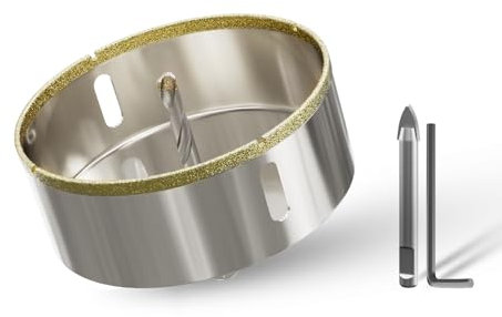 CSOOM 100mm Glasbohrer Lochsäge mit 2*Zentrierbohrer,Bohrkron Fliesenbohrer für Glas, Fliese, keramisches, Marmor, Kalkstein