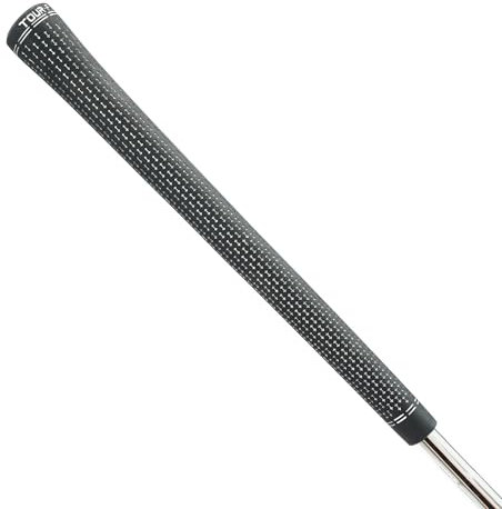 Tour-Fit Elite 360 Rotate Golf Club Grip with Professional Golf Tape | All-Weather Non-Slip Golf Grips for Irons & Woods | Available in Standard, Midsize, and Oversize (Black/Silver Oversize)