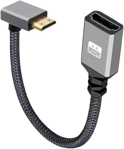 Komost Mini HDMI to HDMI Adapter Cable -Mini HDMI Male to HDMI Female Cord with 4K 60Hz HDR, 3D Support for Raspberry Pi, DSLR Cameras, Laptops | Ideal for Monitors, HDTVs, Projectors (Down)