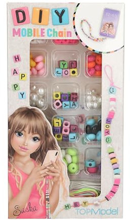 Depesche 12885 TOPModel Mobile Chain - DIY Set, Perlen in verschiedenen Designs, inkl. Bänder, zum kreativen Gestalten von Anhängern