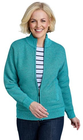 Amber Ladies Knitted Fleece Lined Zip Cardigan with Faux Fur Inner, Long Sleeve Outerwear (Sizes 10–26) Green 10