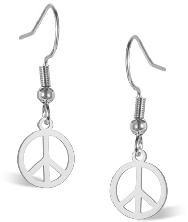 VASSAGO Peace Sign Ohrringe Edelstahl Erde Zubehör Hängende Ohrringe Hippie Zubehör für 60er oder 70er Jahre Party Schmuck Set für Frauen Männer