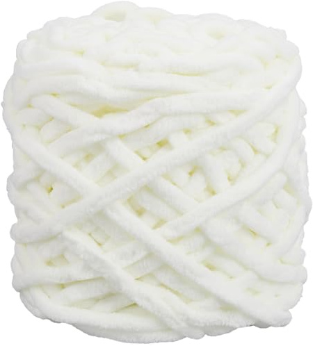CRASPIRE Filato Spesso di Ciniglia Bianca per Uncinetto Super Voluminoso Matassa Spessa 7mm 3.5 Once 72 Iarde Soffice Morbido Voluminoso Spesso Soffice Peloso Morbido Velluto per Lavoro A Maglia