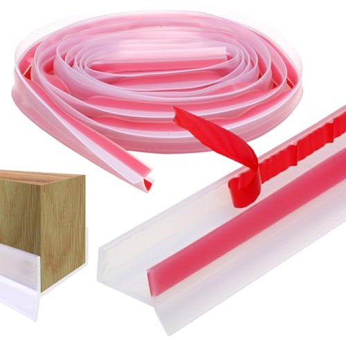 Gohytal Sockelleiste Küche 3 Meter Küchenleiste Abdichtungsprofil, Sockelprofil Sockelblendenprofil für 15mm 16mm 17mm Silikonkautschuk Küchen-Dichtung für Küchensockel, Transparent Sockelleiste
