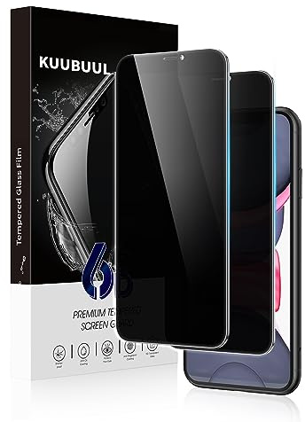KUUBUUL Protection D'écran Anti-Espion pour iPhone 11 et XR 6,1 Pouces, 2 Pièces Film en Verre Trempé Anti Espion, [Dureté 9H][Antichoc Anti Rayure Vitre][Confidentialité Protection]