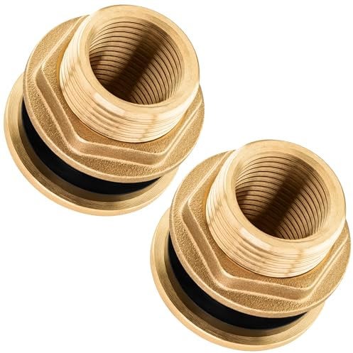 Poppstar 2x Raccordo per cisterna di acqua piovana, 3 parti, connessione serbatoio pioggia filetto interno 1/2 (19mm), ottone, guarnizione inclusa