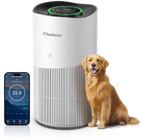 Luftreiniger für Haustierallergiker, 402m³/h für Schlafzimmer bis zu 120m²,99% Geruchsneutralisation, App-Steuerung, Air Purifier Timer 20 dB Schlafmodus HEPA Luftfilter gegen Staub und Tierhaare